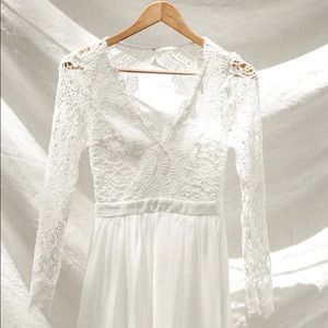 Awaken My Love White Long Sleeve Lace Maxi Dress